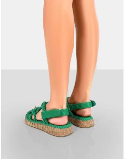 Miami Green Rope Flatform Lace Up Sandals