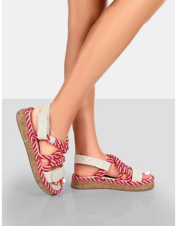 Miami Multi Rope Flatform Lace Up Sandals