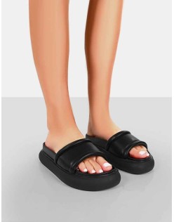 Demi Black PU Slider Sandals