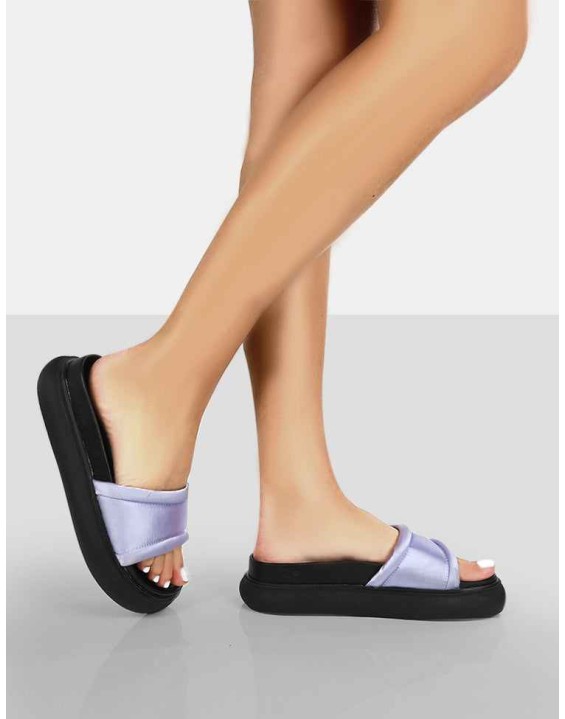 Demi Lilac Satin Slider Sandals