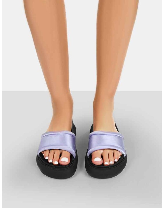 Demi Lilac Satin Slider Sandals