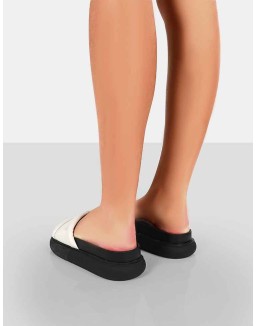 Demi Ecru PU Slider Sandals