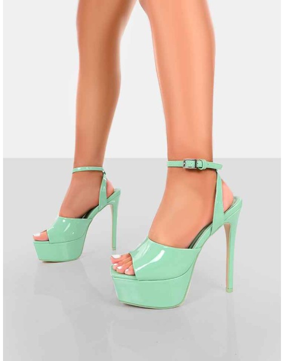 Just Kidding Mint Patent Platform High Heels