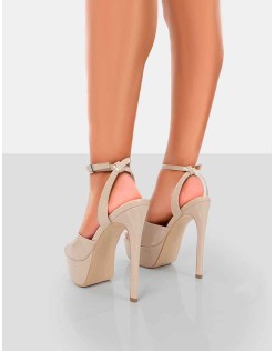 Just Kidding Nude Patent Platform High Heels