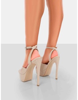 Just Kidding Nude Patent Platform High Heels