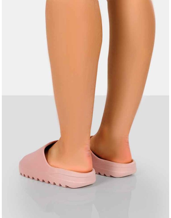 Brady Baby Pink Rubber Flat Slider Sandals