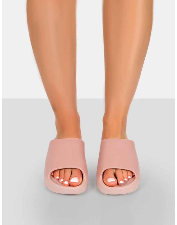 Brady Baby Pink Rubber Flat Slider Sandals