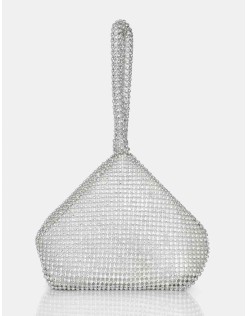 The Lavender Silver Diamante Mini Pouch Party Bag