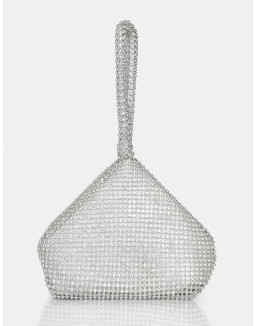 The Lavender Silver Diamante Mini Pouch Party Bag
