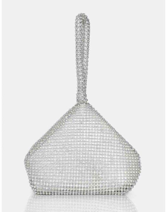 The Lavender Silver Diamante Mini Pouch Party Bag