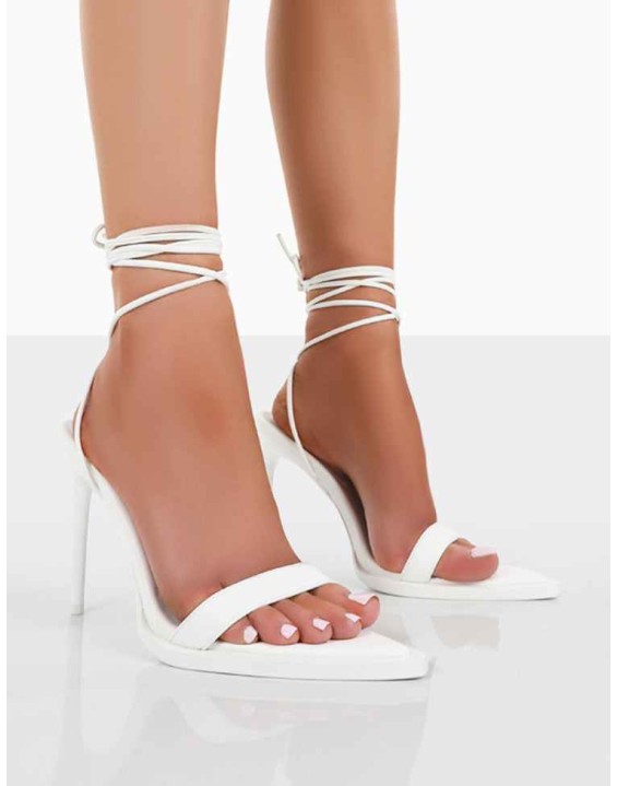 Summer Memories White PU Strappy Stiletto Heels