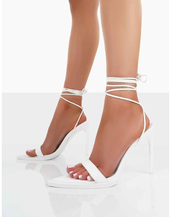 Summer Memories White PU Strappy Stiletto Heels