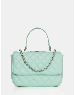 The Vienna Mint Quilted Silver Detailing Crossbody Shoulder Handbag