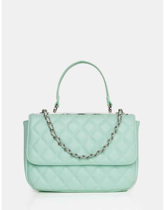 The Vienna Mint Quilted Silver Detailing Crossbody Shoulder Handbag