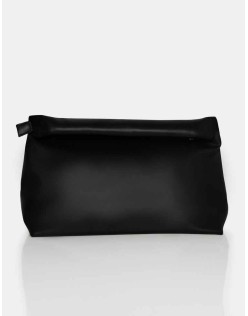 The Aria Black Folded Detail Clutch Bag