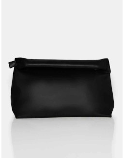 The Aria Black Folded Detail Clutch Bag
