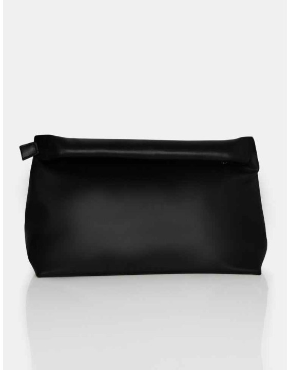 The Aria Black Folded Detail Clutch Bag