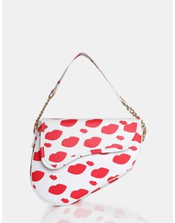 The Fox Lip Print Saddle Shoulder Bag
