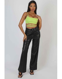 Strappy Square Neck Crop Top Lime