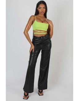 Strappy Square Neck Crop Top Lime