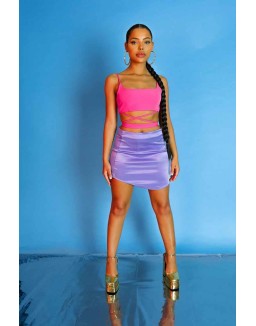 Strappy Square Neck Crop Top Pink