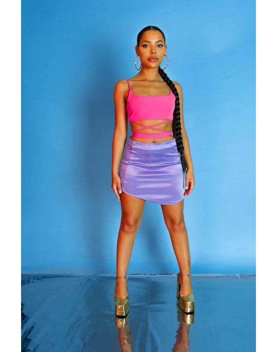 Strappy Square Neck Crop Top Pink