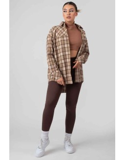 Check Shirt In Camel With Button Fastening