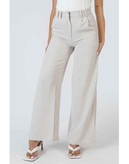 High Waist Wideleg Tailored Trouser Stone