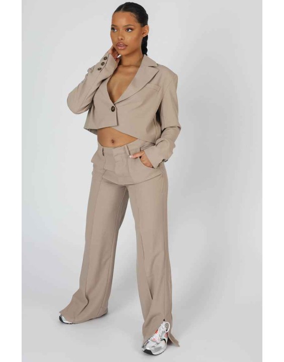 Seam Detail Relaxed Trouser Stone