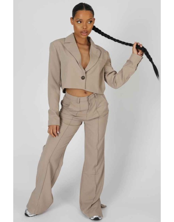 Seam Detail Relaxed Trouser Stone