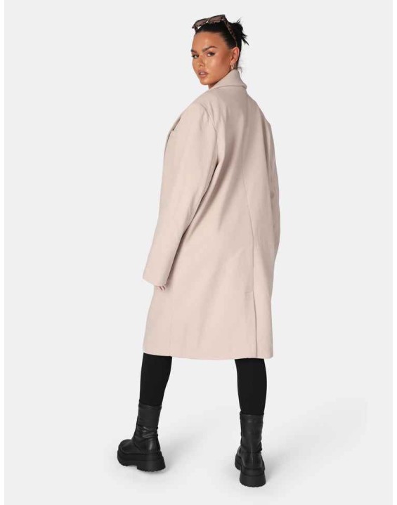 Longline Oversized Wool Coat Stone