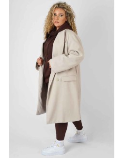 Curve Longline Oversized Wool Coat Stone