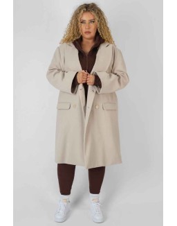 Curve Longline Oversized Wool Coat Stone
