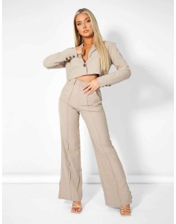 Oversized Boxy Cropped Blazer Stone