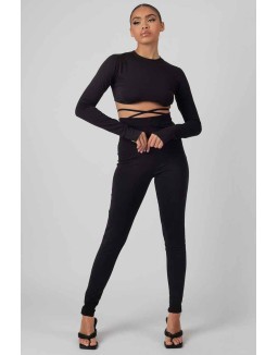 Tie Waist Leggings Black