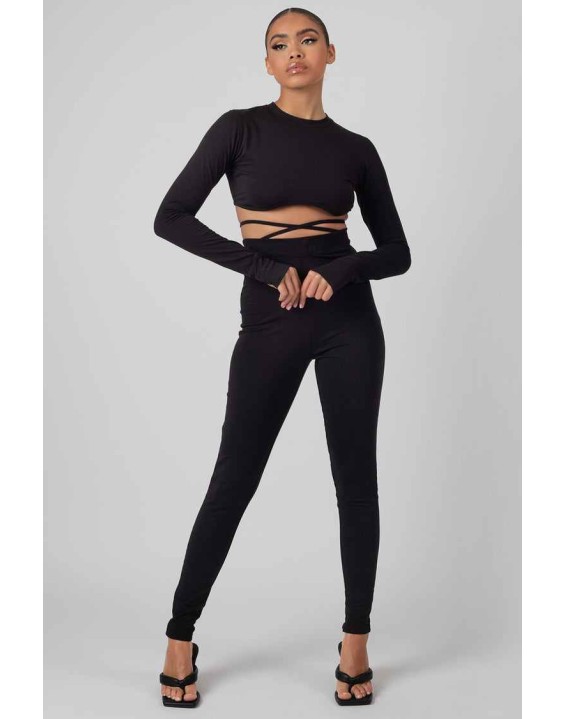 Tie Waist Leggings Black