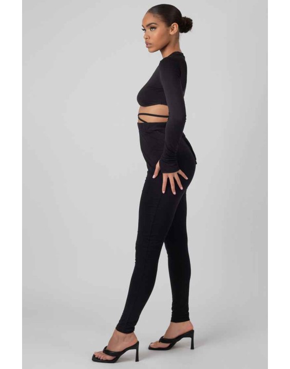 Tie Waist Leggings Black
