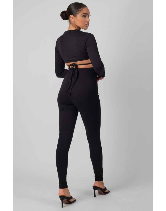 Tie Waist Leggings Black