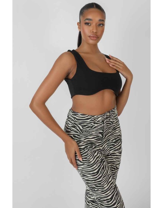Underbust Detail Crop Top Black