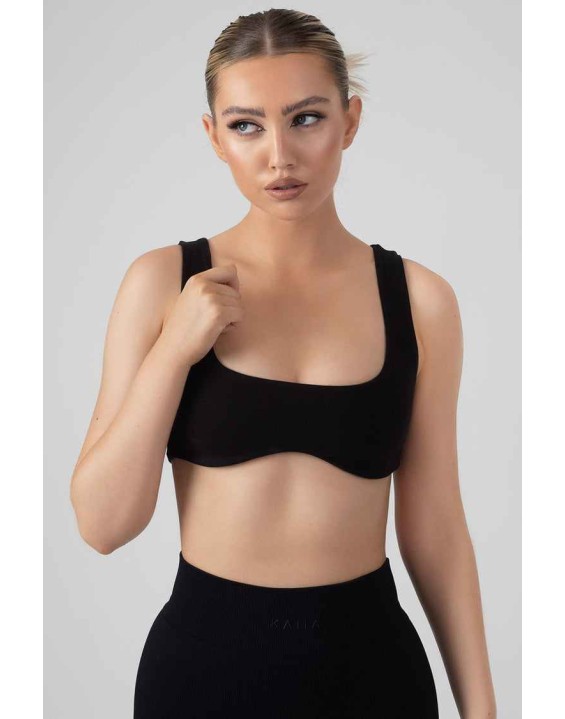 Underbust Detail Crop Top Black