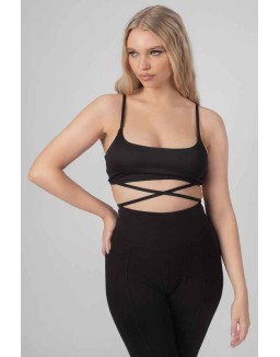 Strappy Tie Cropped Bralet Black