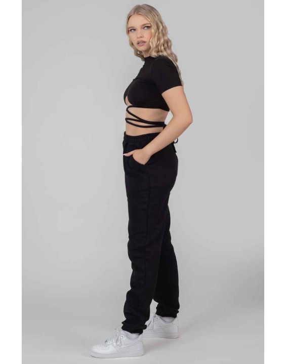 Underbust Detail Strappy Crop Top Black