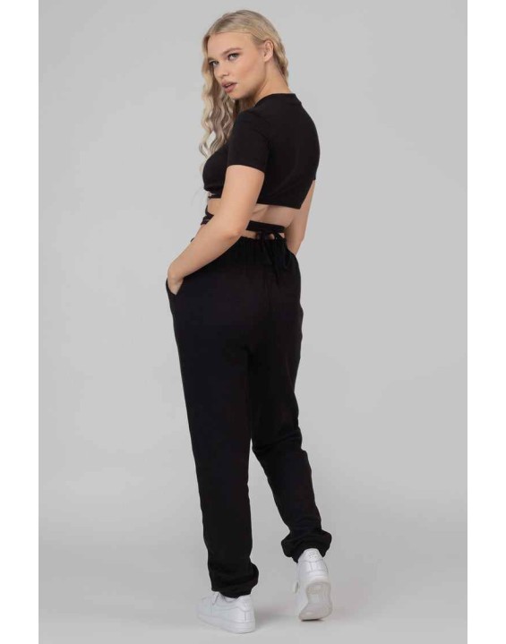 Underbust Detail Strappy Crop Top Black