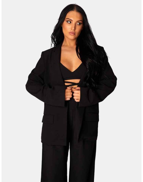 Premium Obi Belt Blazer Black