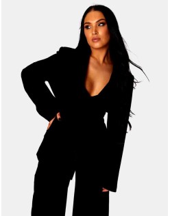 Premium Obi Belt Blazer Black