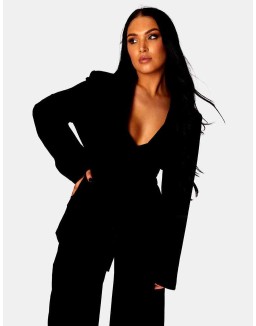 Premium Obi Belt Blazer Black