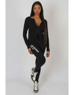 Double Ended Zip Rib Top Black