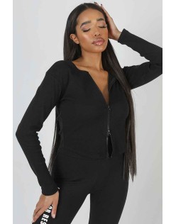 Double Ended Zip Rib Top Black