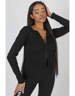 Double Ended Zip Rib Top Black