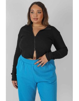Curve Double Ended Zip Rib Top Black